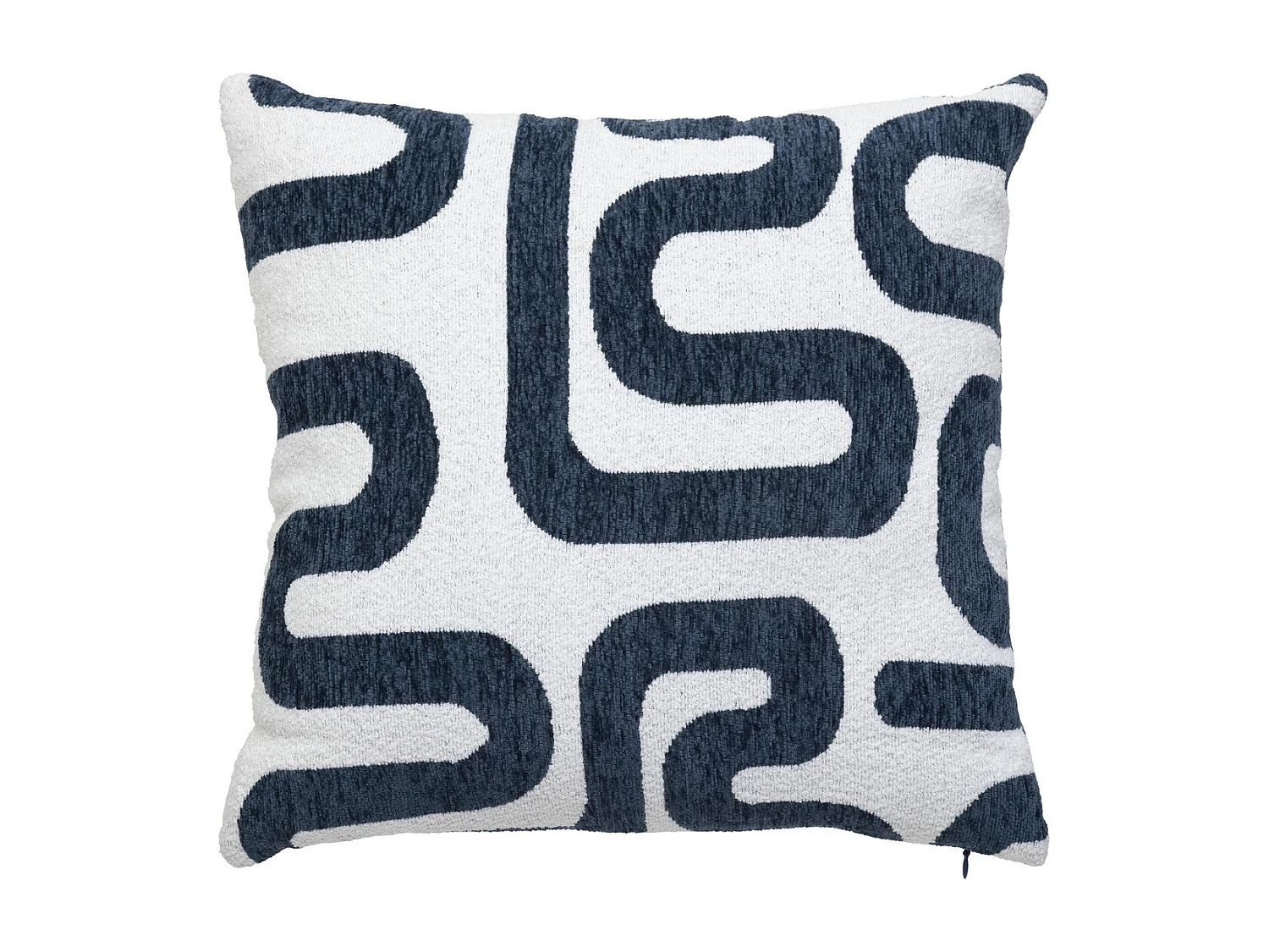 Coussin décoratif jacquard chenille  Bleu Egéen 40 x 40 cm