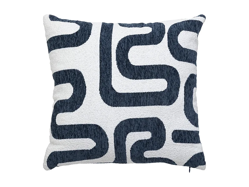 Coussin décoratif jacquard chenille  Bleu Egéen 40 x 40 cm