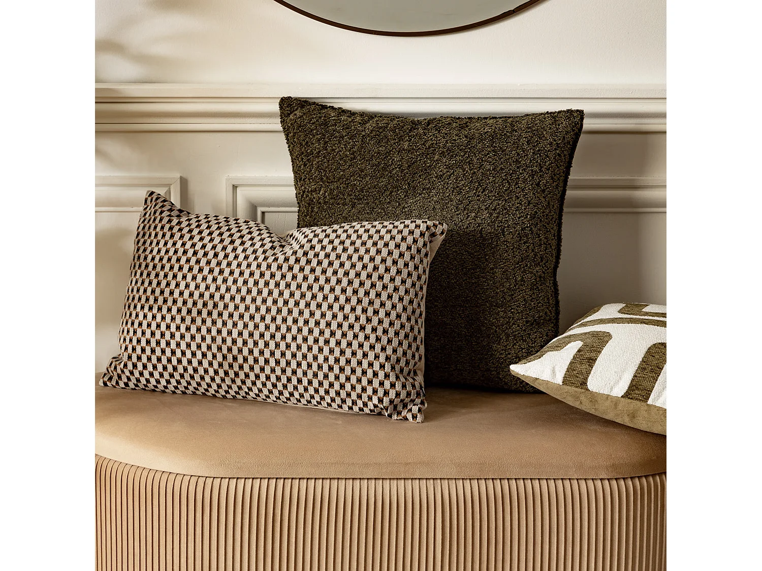 Coussin décoratif jacquard chenille Beige Lin 30 x 50 cm