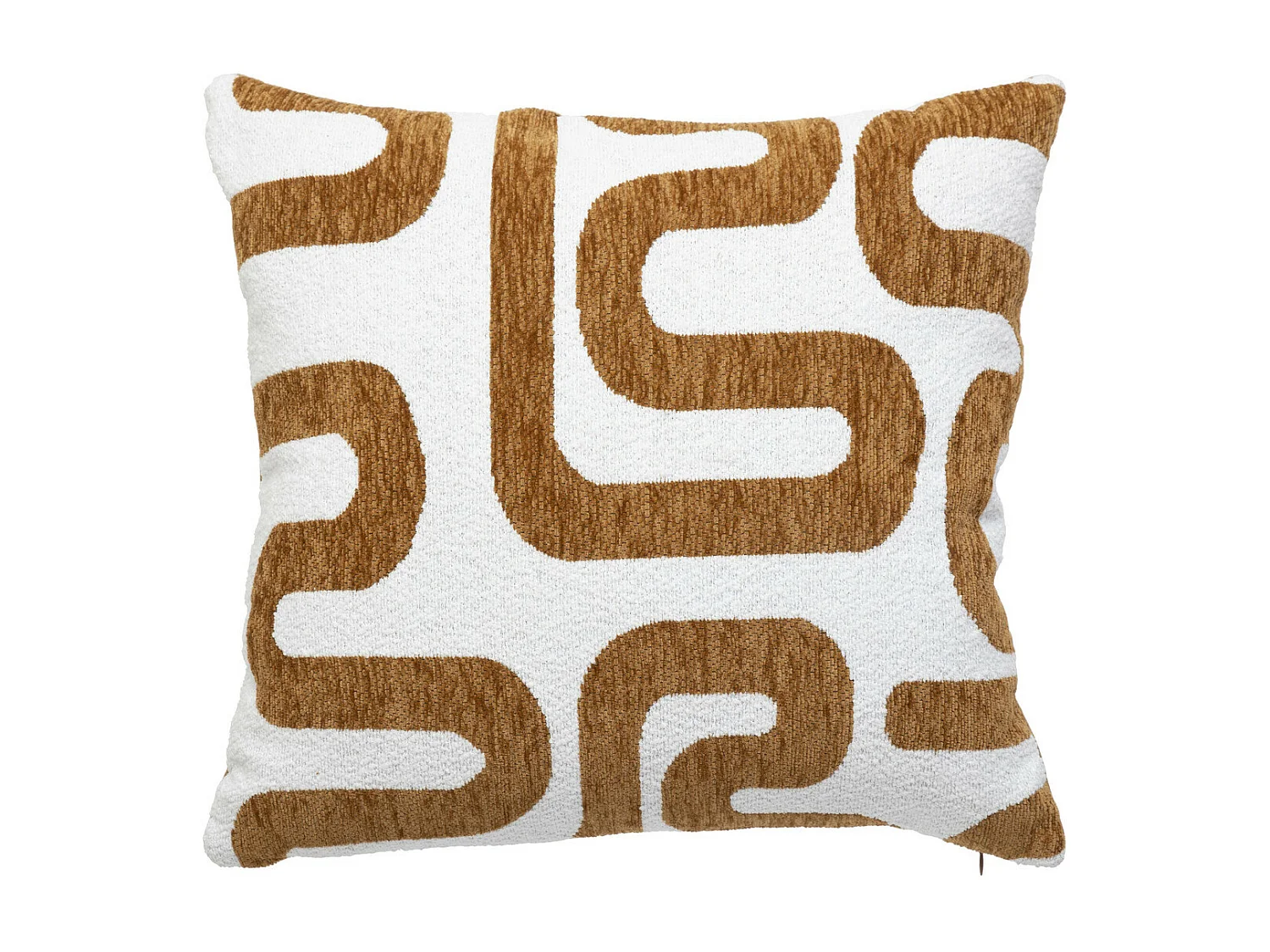 Coussin décoratif jacquard chenille Marron Caramel 40 x 40 cm