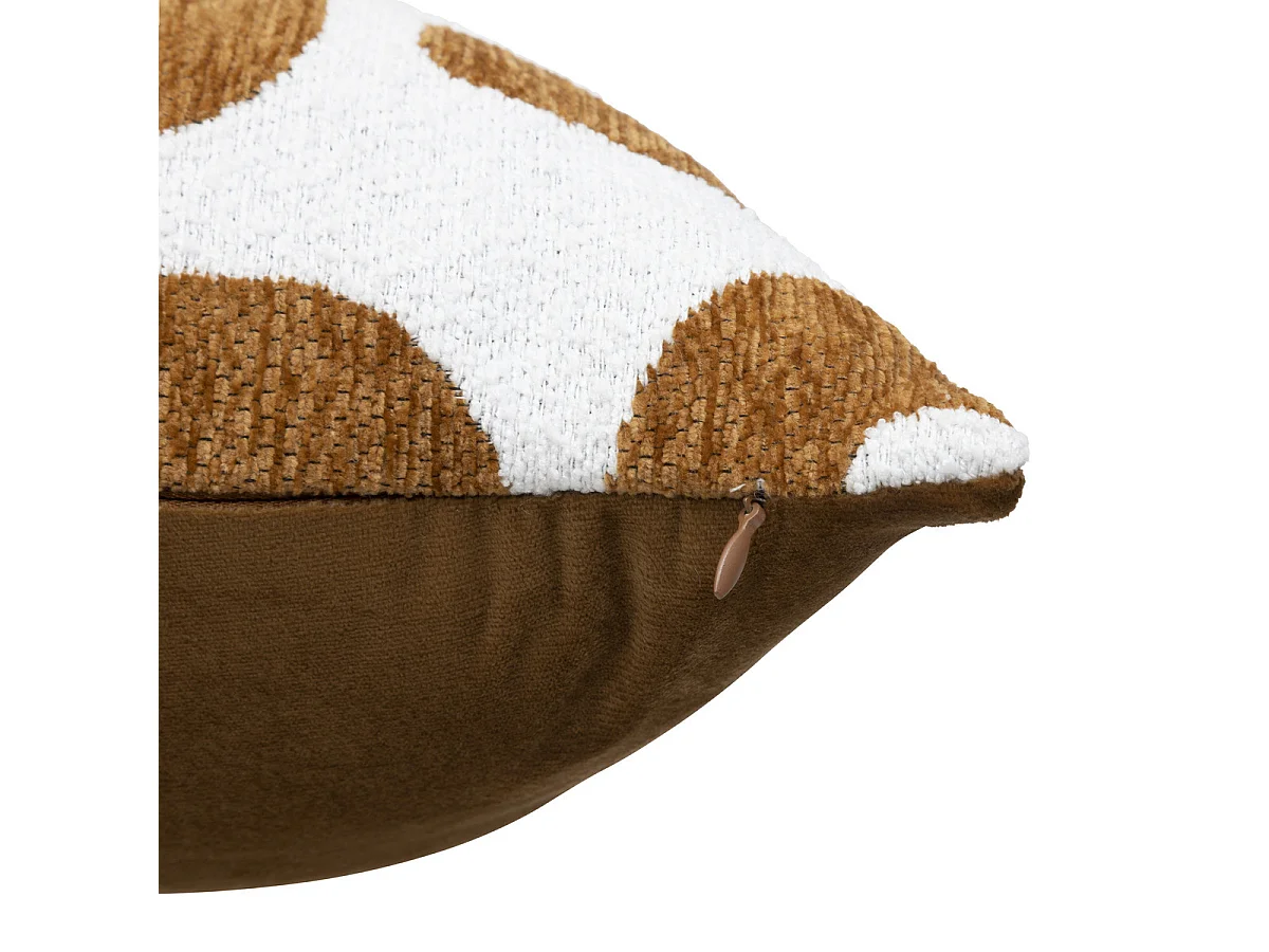 Coussin décoratif jacquard chenille Marron Caramel 40 x 40 cm