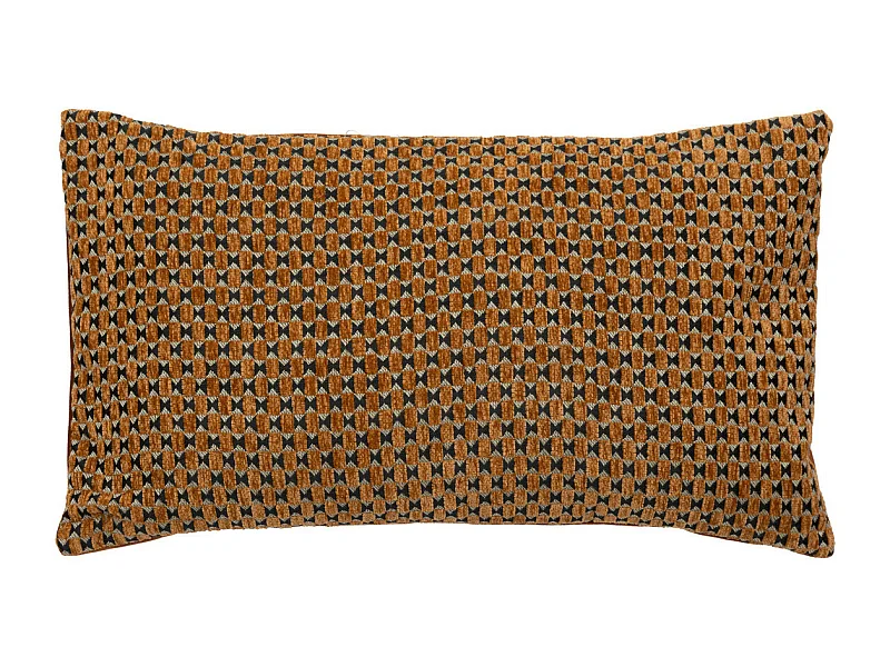 Coussin décoratif jacquard chenille Marron caramel 30 x 50 cm