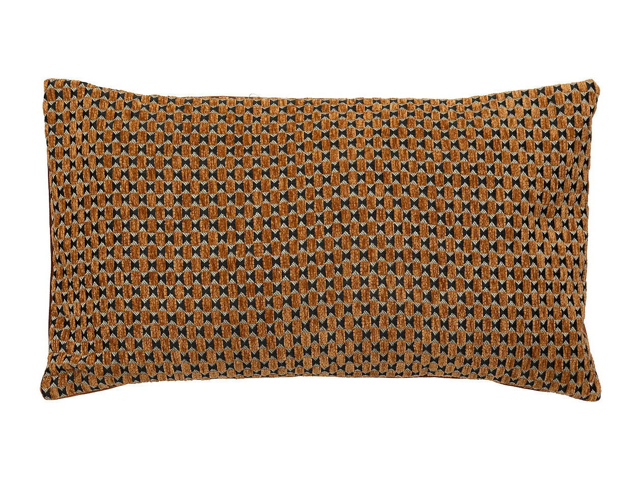 Coussin décoratif jacquard chenille Marron caramel 30 x 50 cm