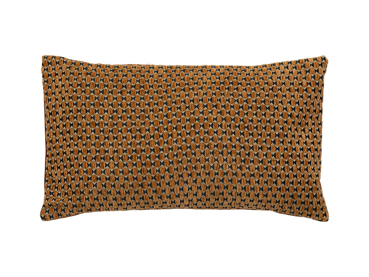 Coussin décoratif jacquard chenille Marron caramel 30 x 50 cm