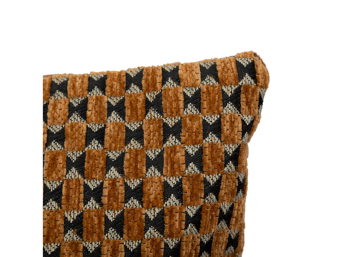 Coussin décoratif jacquard chenille Marron caramel 30 x 50 cm