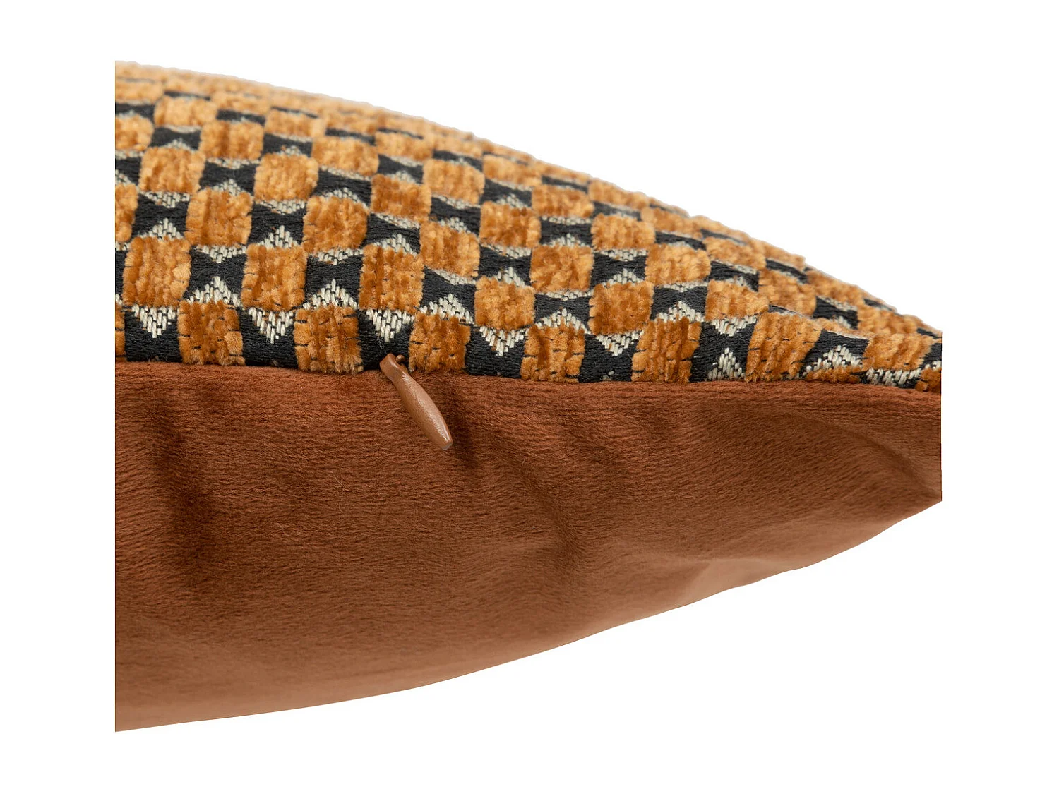 Coussin décoratif jacquard chenille Marron caramel 30 x 50 cm