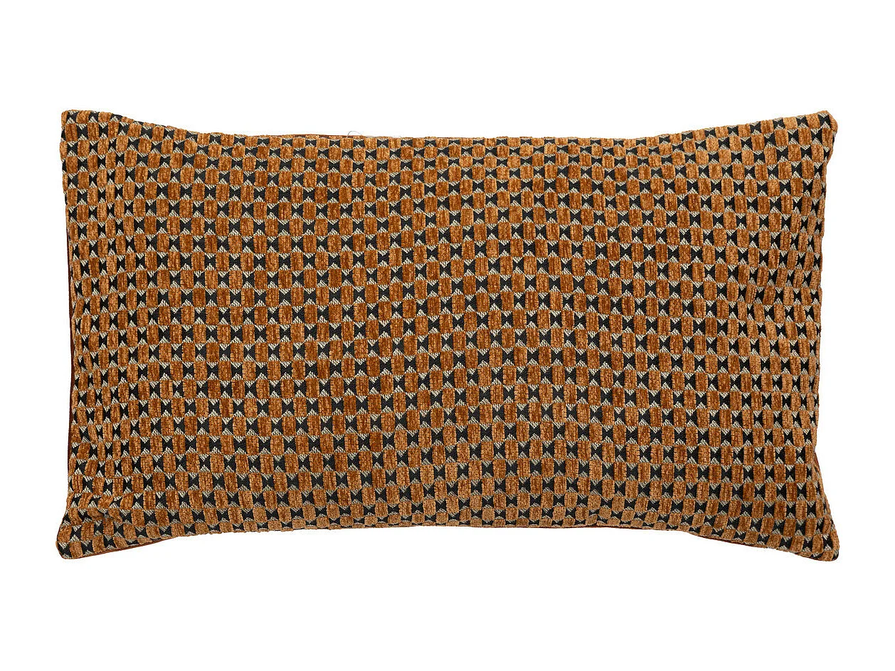 Coussin décoratif jacquard chenille Marron caramel 30 x 50 cm