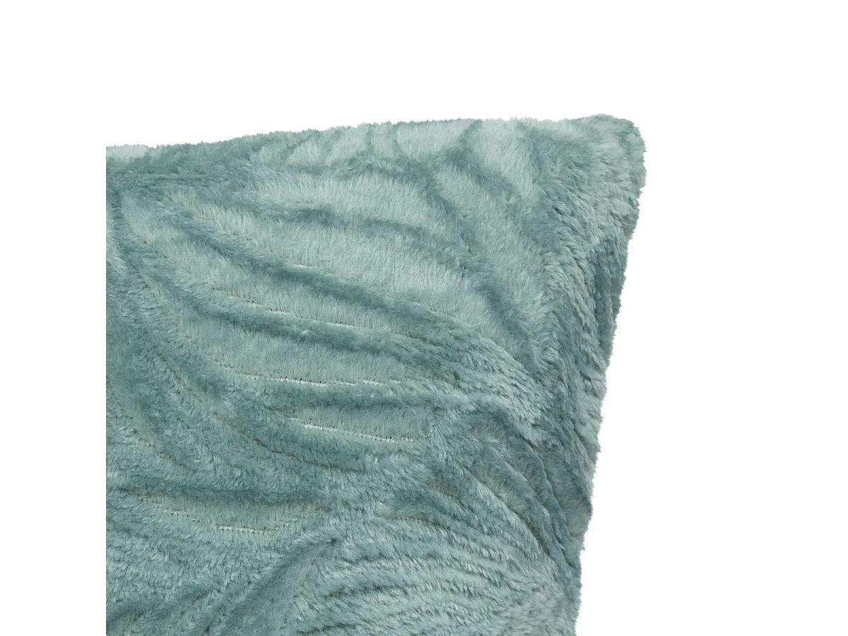 Coussin décoratif flanelle Bleu givré motif en relief 40 x 40 cm