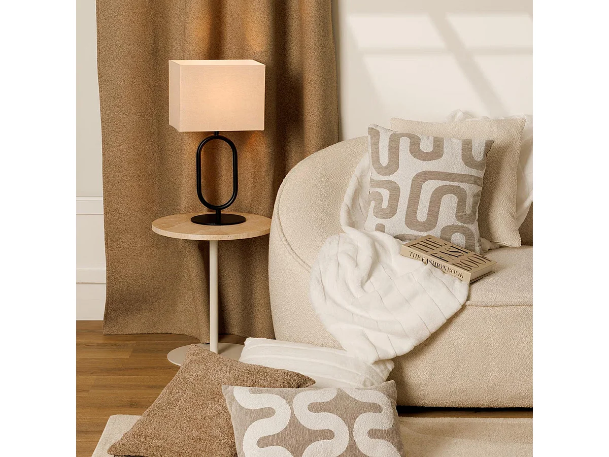 Coussin décoratif jacquard chenille Beige Lin 40 x 40 cm