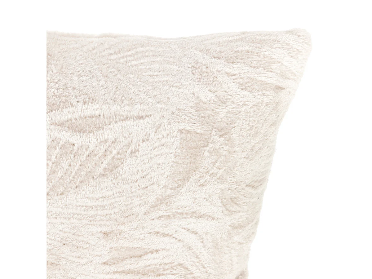 Coussin décoratif flanelle Beige lin motif en relief 40 x 40 cm