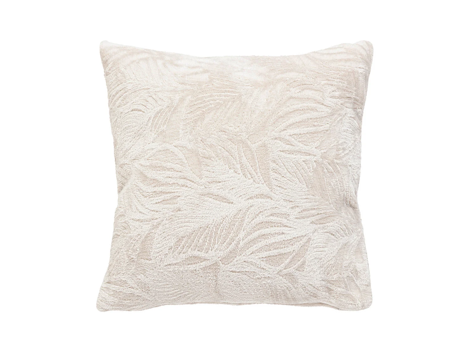 Coussin décoratif flanelle Beige lin motif en relief 40 x 40 cm