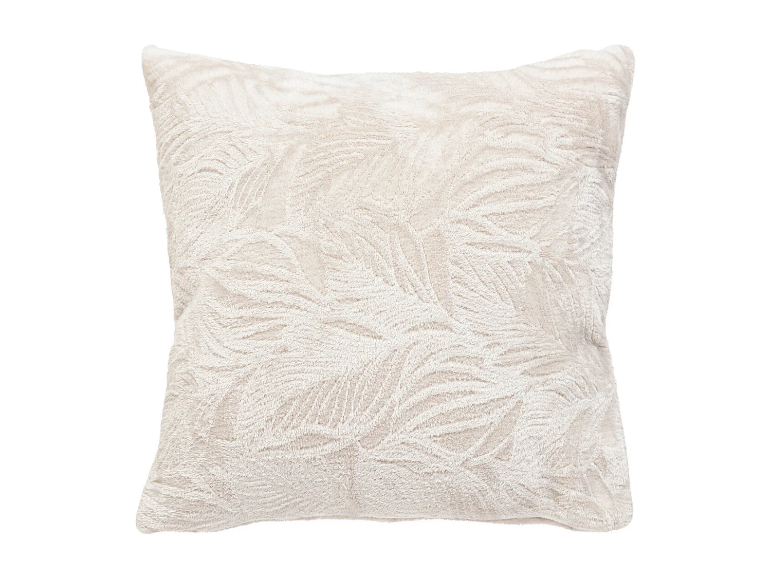Coussin décoratif flanelle Beige lin motif en relief 40 x 40 cm