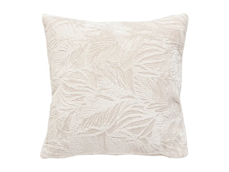 Coussin décoratif flanelle Beige lin motif en relief 40 x 40 cm