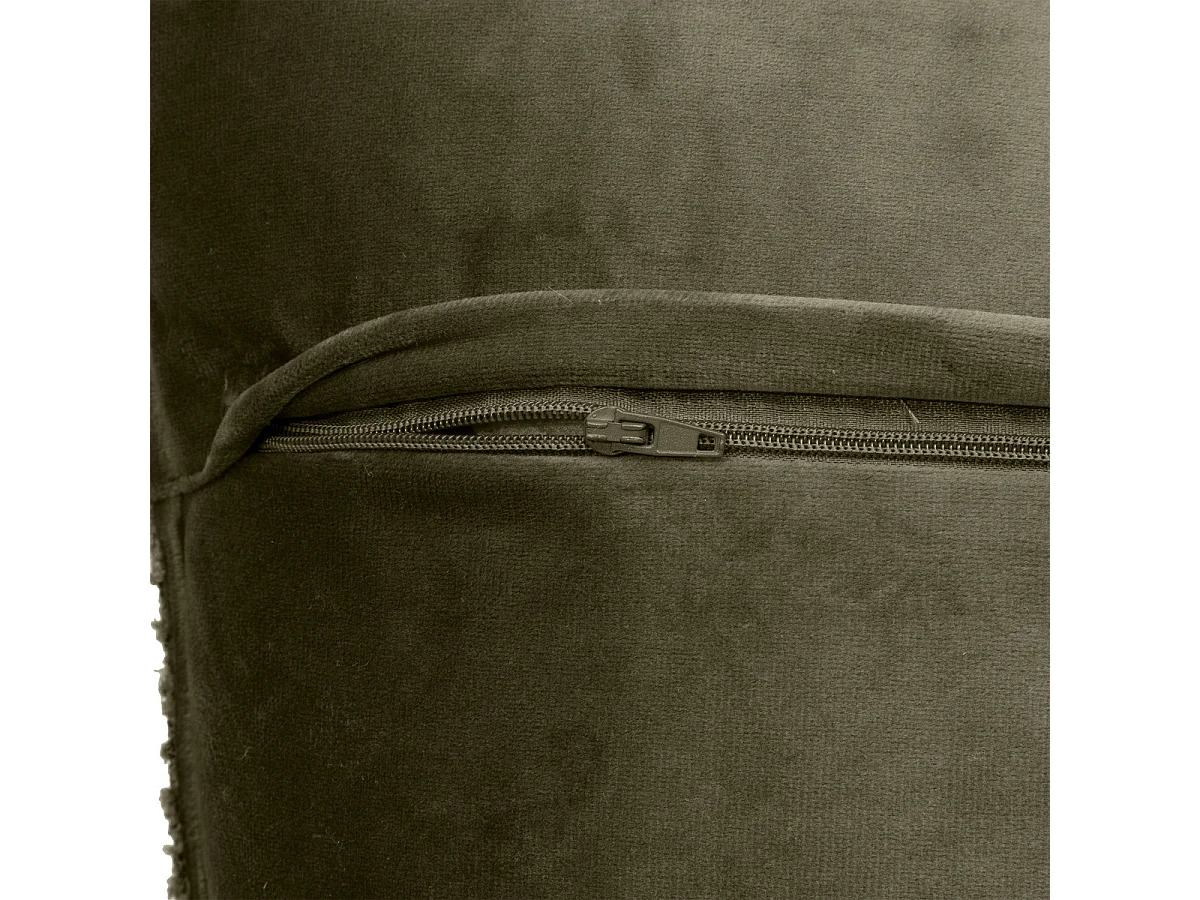 Coussin décoratif Bouclette Vert Kaki 45 x 45 cm