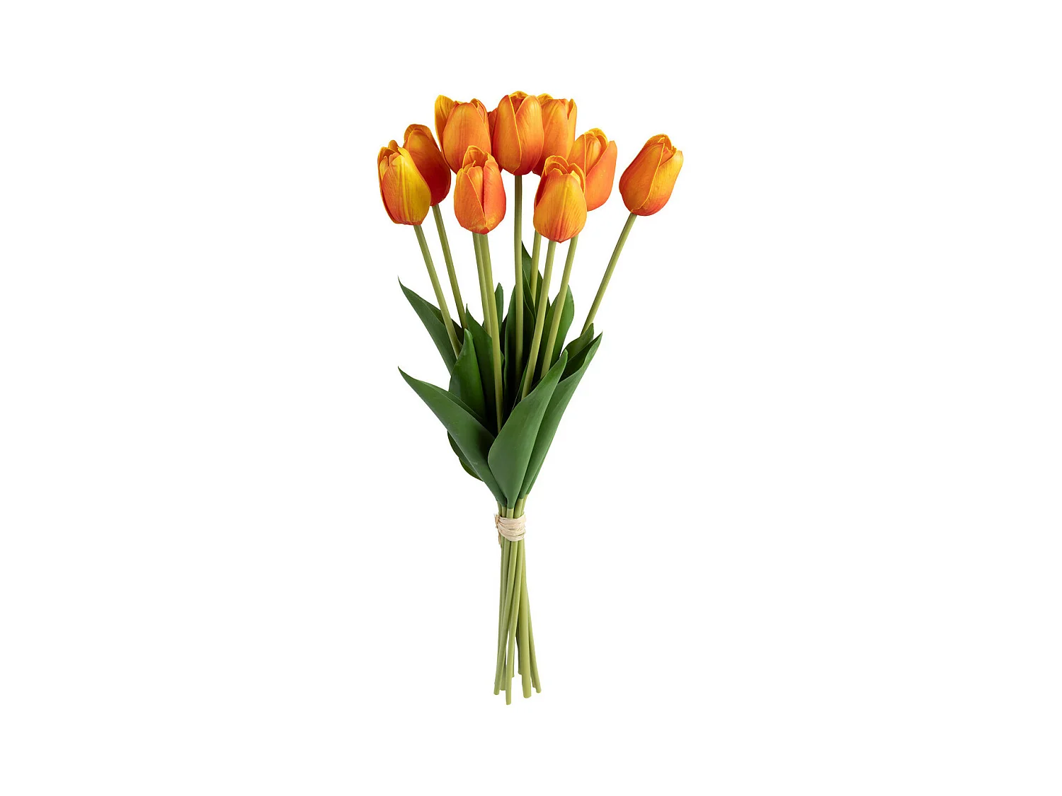 Bouquet artificiel de 10 Tulipes Oranges H 48 cm