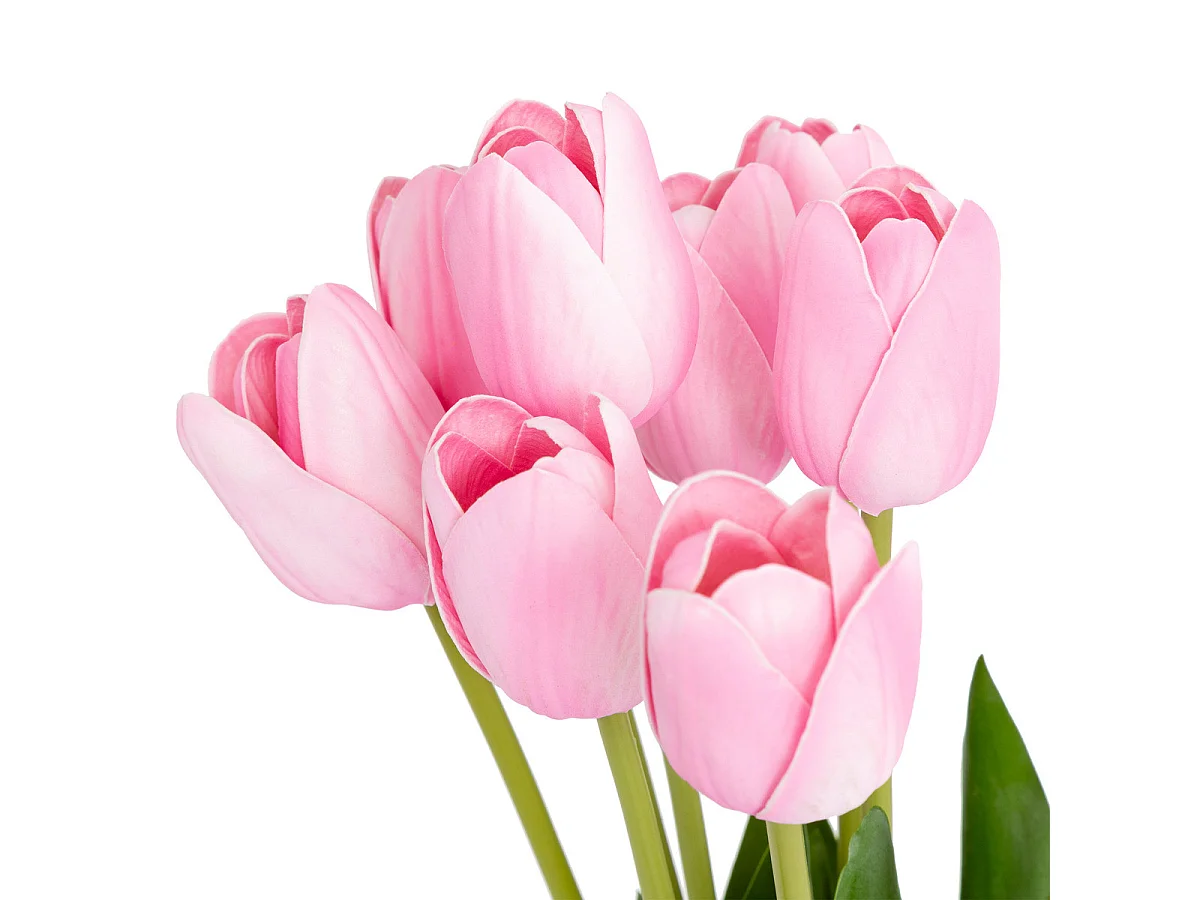 Bouquet artificiel de 10 Tulipes Roses H 48 cm