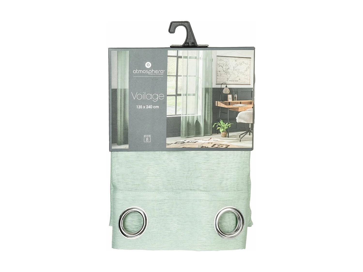 Voilage à œillets Vert Céladon 135 x 240 cm