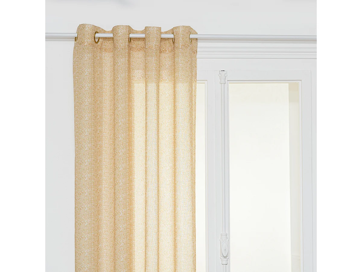 Voilage à œillets Cannelle aspect Lin avec motifs 140 x 240 cm