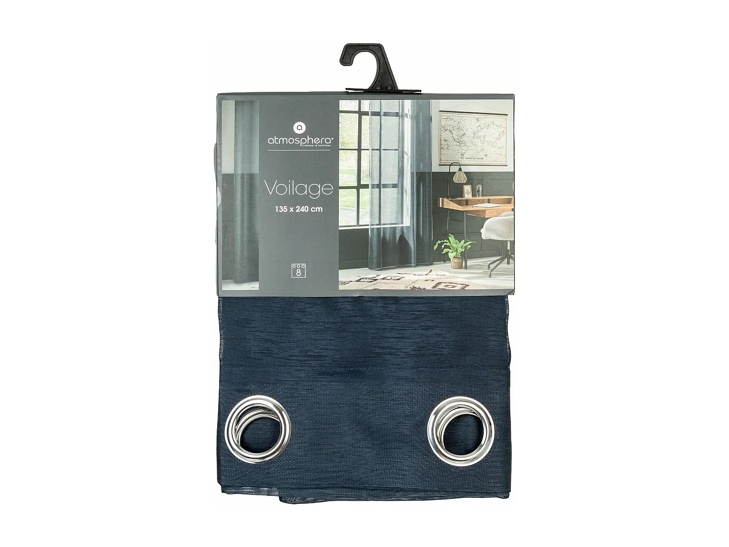 Cortina fina lisa con ojales