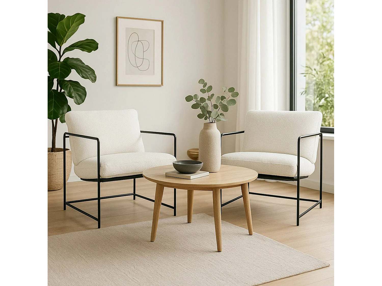 Dmora - Set di 2 poltrone Appare, 61x67h75 cm, Bianco