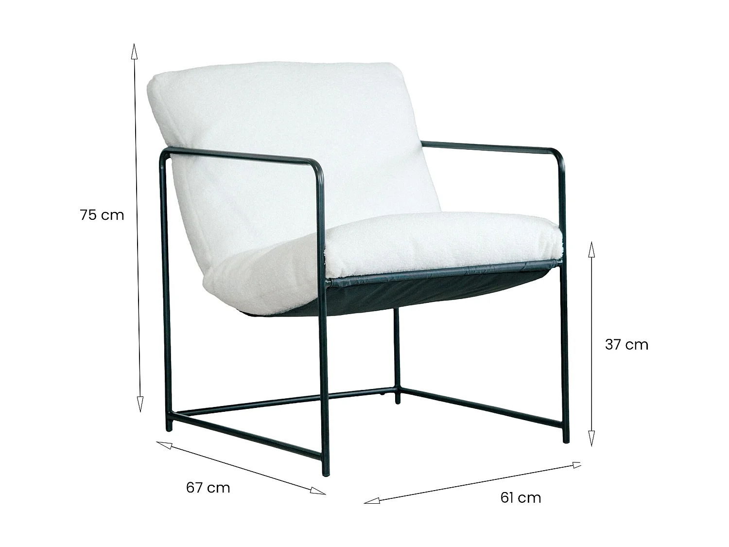 Dmora - Set di 2 poltrone Appare, 61x67h75 cm, Bianco