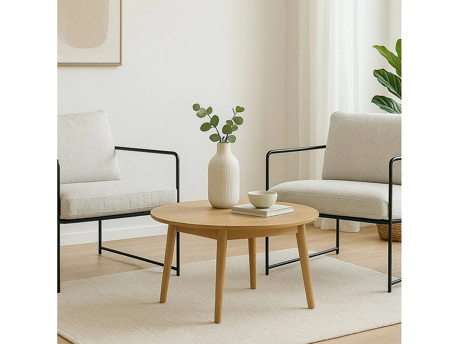Ensemble de 2 Dabdelat, Fauteuil recouvert de tissu bouclé, Chaise rembourrée, Assise avec accoudoirs en métal, 61x67h75 cm, Gris