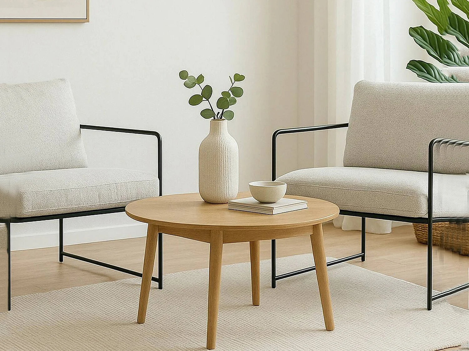 Ensemble de 2 Dabdelat, Fauteuil recouvert de tissu bouclé, Chaise rembourrée, Assise avec accoudoirs en métal, 61x67h75 cm, Gris