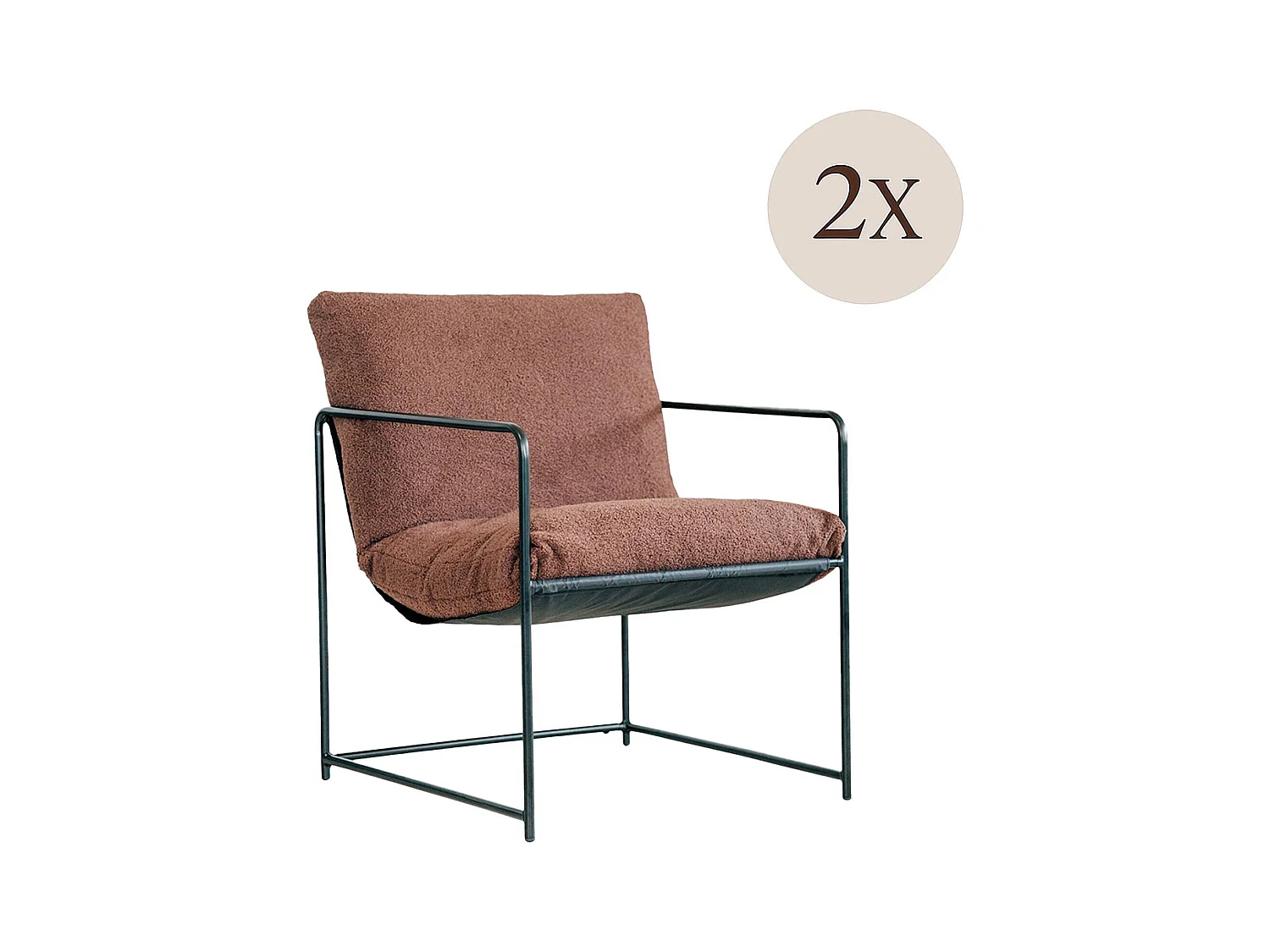 Dmora - Set di 2 poltrone Appare, 61x67h75 cm, Marrone