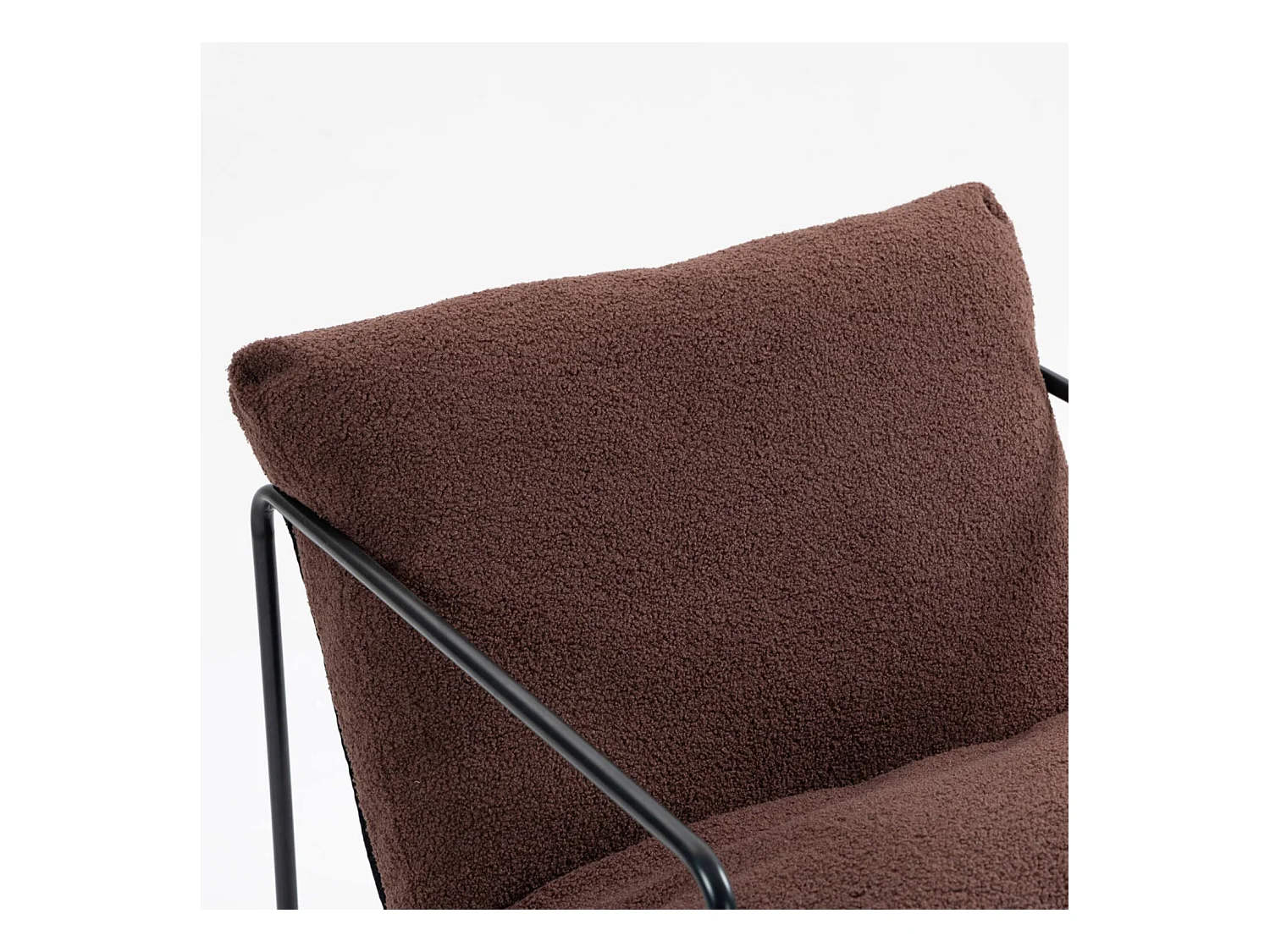 Satz mit 2 Sesseln Dabdelat, Sessel mit Bouclé-Stoff bezogen, gepolsterter Stuhl, Sitz mit Metallarmlehnen, 61x67h75 cm, Braun