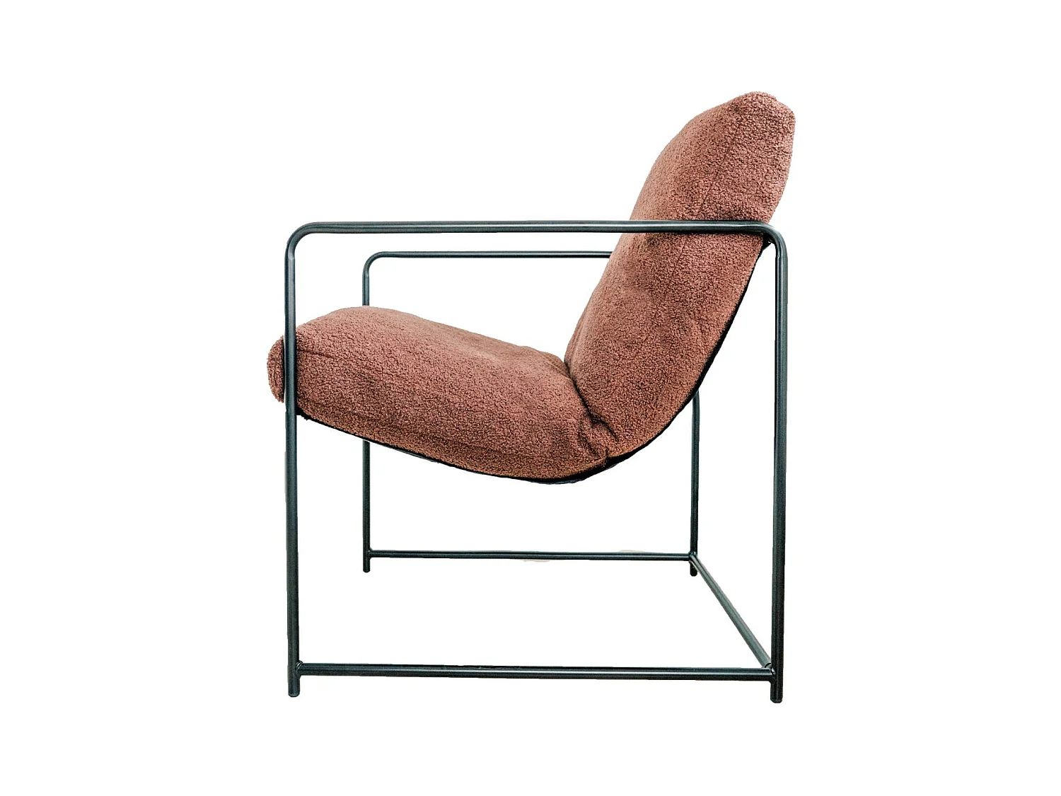 Satz mit 2 Sesseln Dabdelat, Sessel mit Bouclé-Stoff bezogen, gepolsterter Stuhl, Sitz mit Metallarmlehnen, 61x67h75 cm, Braun