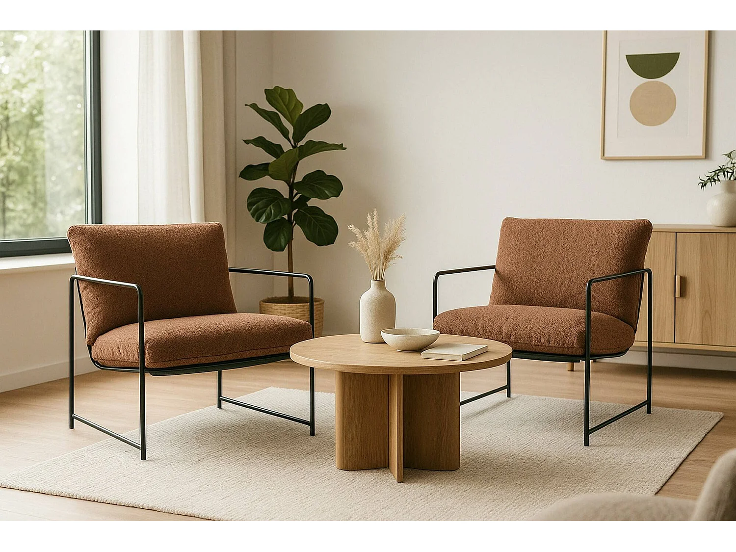 Dmora - Set di 2 poltrone Appare, 61x67h75 cm, Marrone