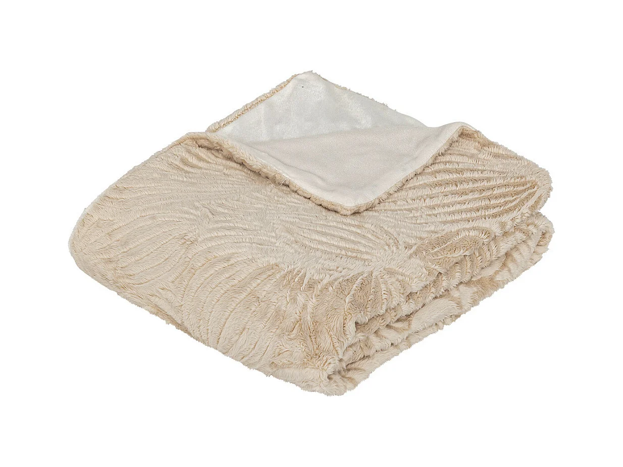 Plaid Fourrure Blanc Ivoire motif en relief 120 x 160 cm
