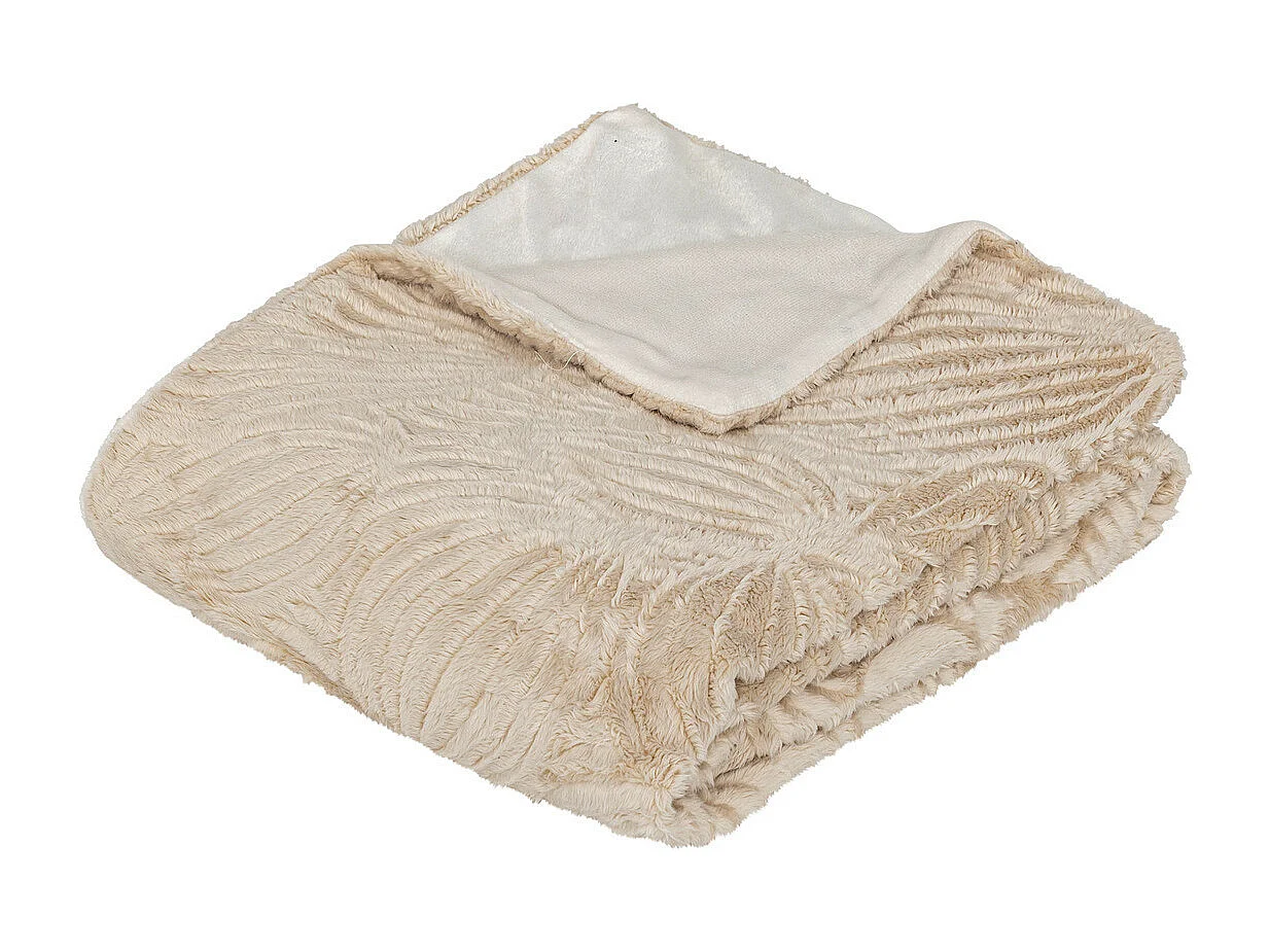 Plaid Fourrure Blanc Ivoire motif en relief 120 x 160 cm