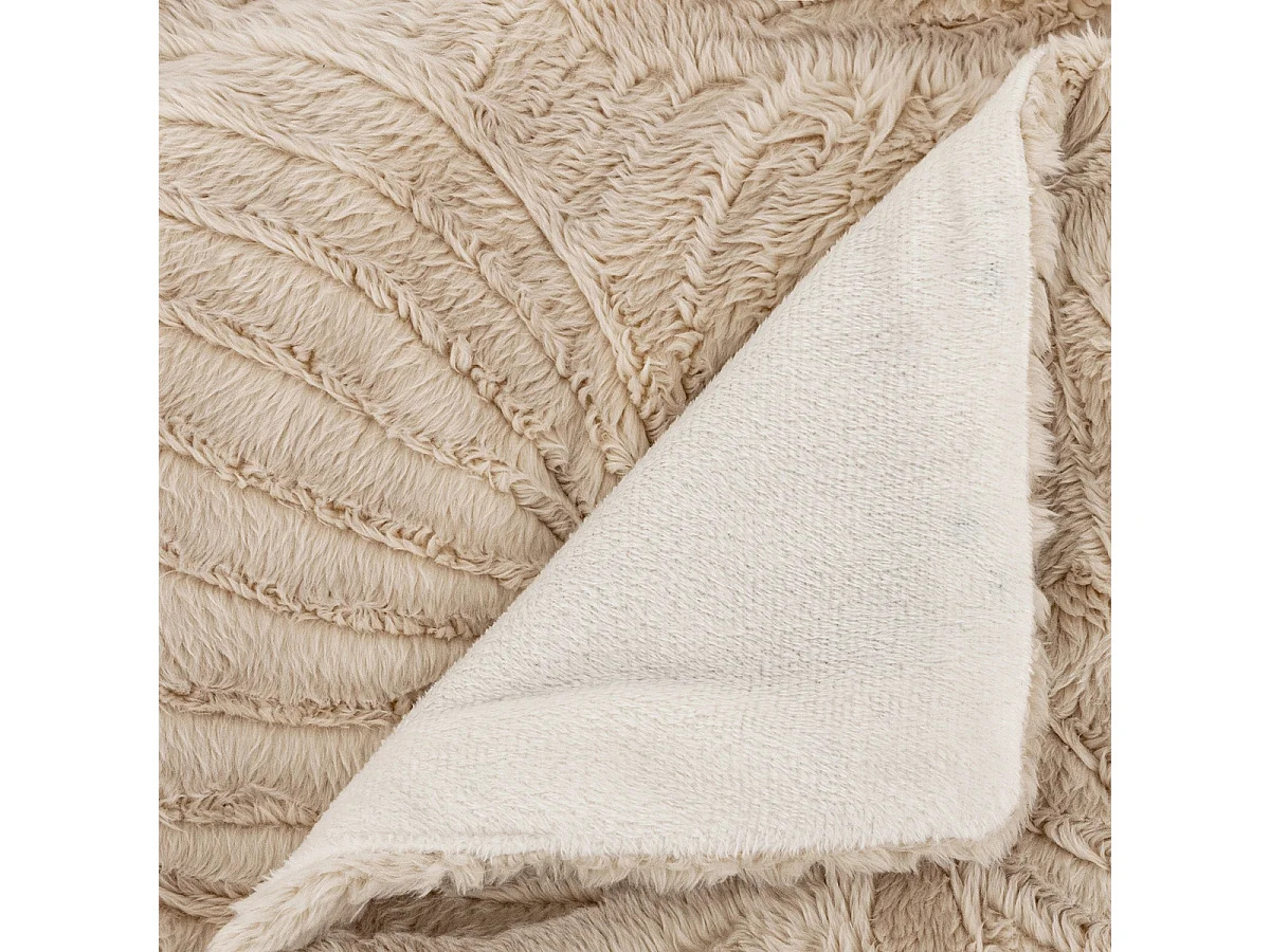 Plaid Fourrure Blanc Ivoire motif en relief 120 x 160 cm