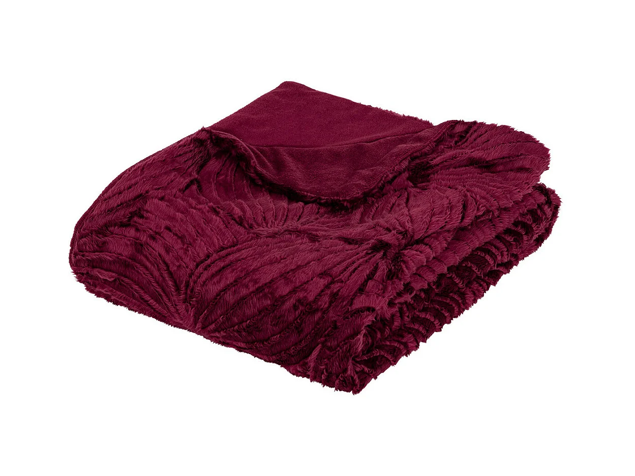 Plaid Fourrure Rouge Rubis motif en relief 120 x 160 cm