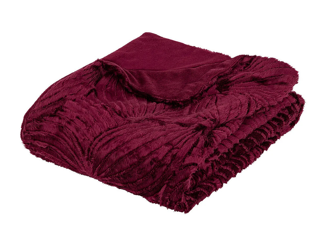 Plaid Fourrure Rouge Rubis motif en relief 120 x 160 cm