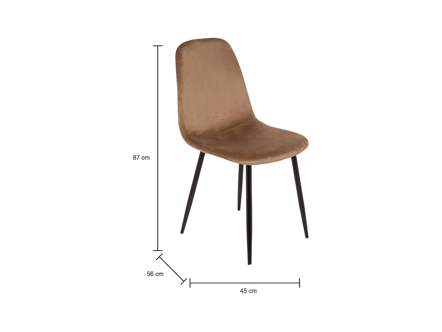 Set van 6 Dacampor stoelen, Fluwelen fauteuil, Gestoffeerde eetkamerstoel, Vergaderzitting, 45x56h87 cm, Zand