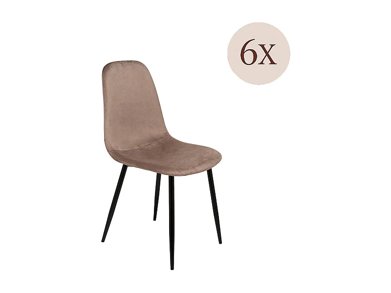 Ensemble de 6 chaises Dacampor, Fauteuil recouvert de velours, Chaise de salle à manger rembourrée, Siège de réunion, 45x56h87 cm, Gris