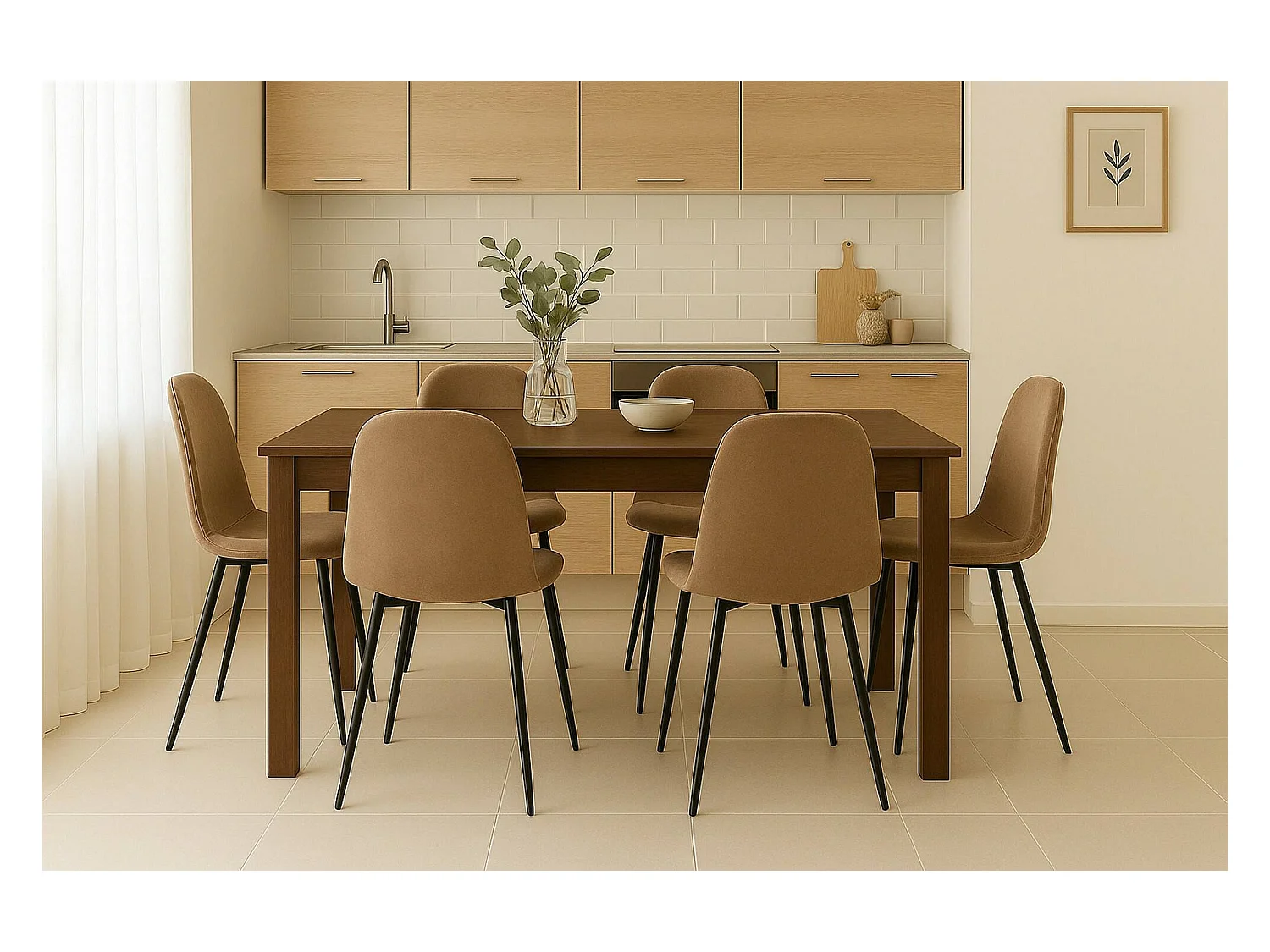 Set van 6 Dacampor stoelen, Fluwelen beklede fauteuil, Gestoffeerde eetkamerstoel, Vergaderzitting, 45x56h87 cm, Grijs