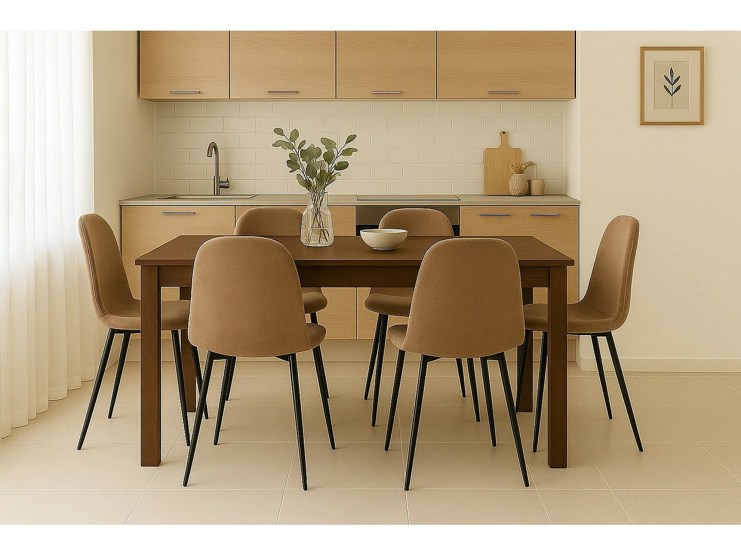 Set van 6 Dacampor stoelen, Fluwelen beklede fauteuil, Gestoffeerde eetkamerstoel, Vergaderzitting, 45x56h87 cm, Grijs