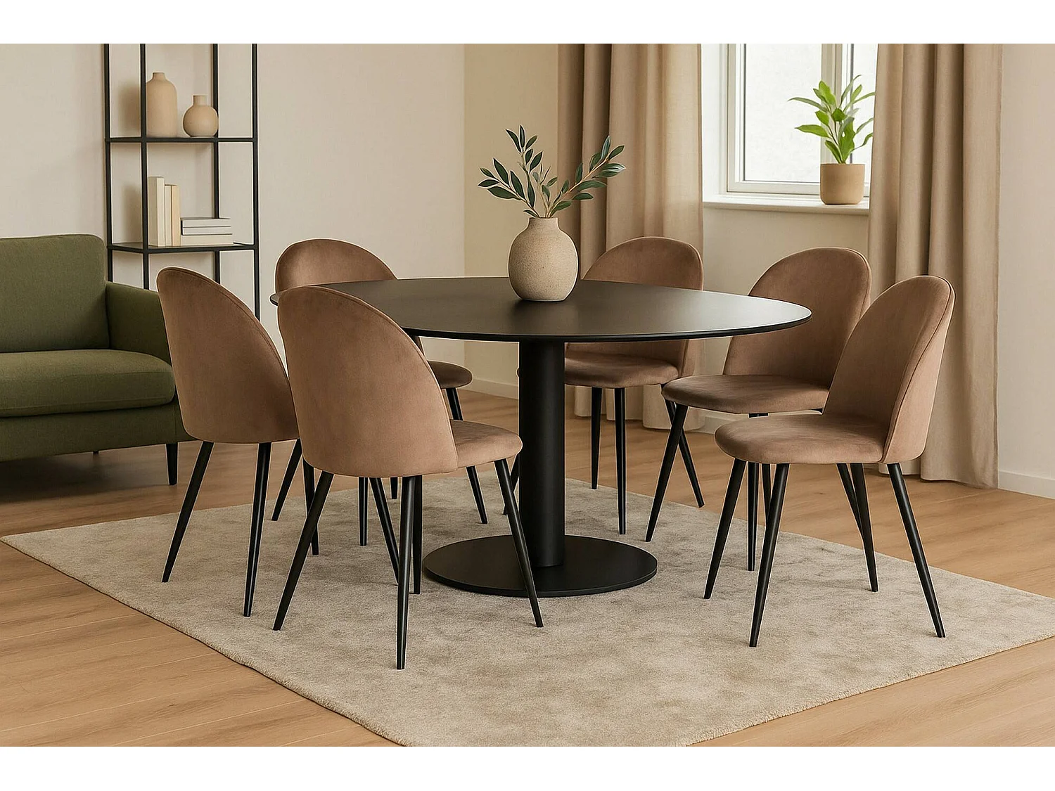 Ensemble de 6 chaises Dabruzzes, Fauteuil recouvert de velours, Chaise de salle à manger rembourrée, Siège de réunion, 51x54h82 cm, Gris