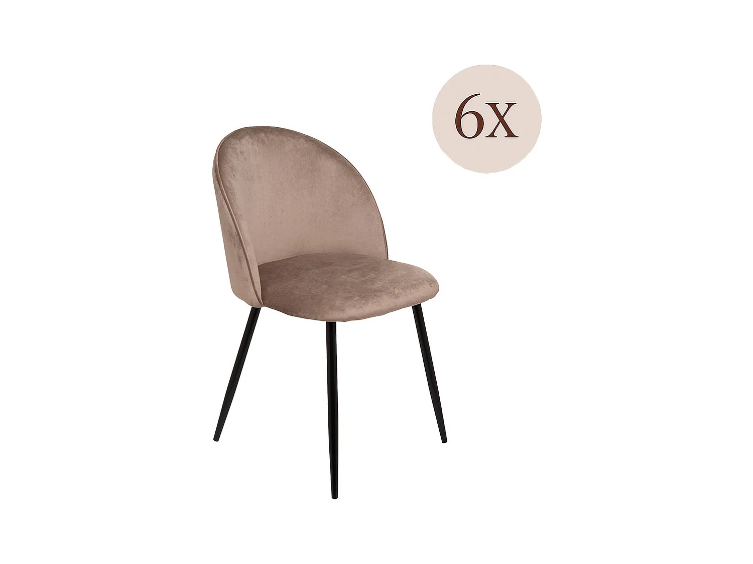 Ensemble de 6 chaises Dabruzzes, Fauteuil recouvert de velours, Chaise de salle à manger rembourrée, Siège de réunion, 51x54h82 cm, Gris