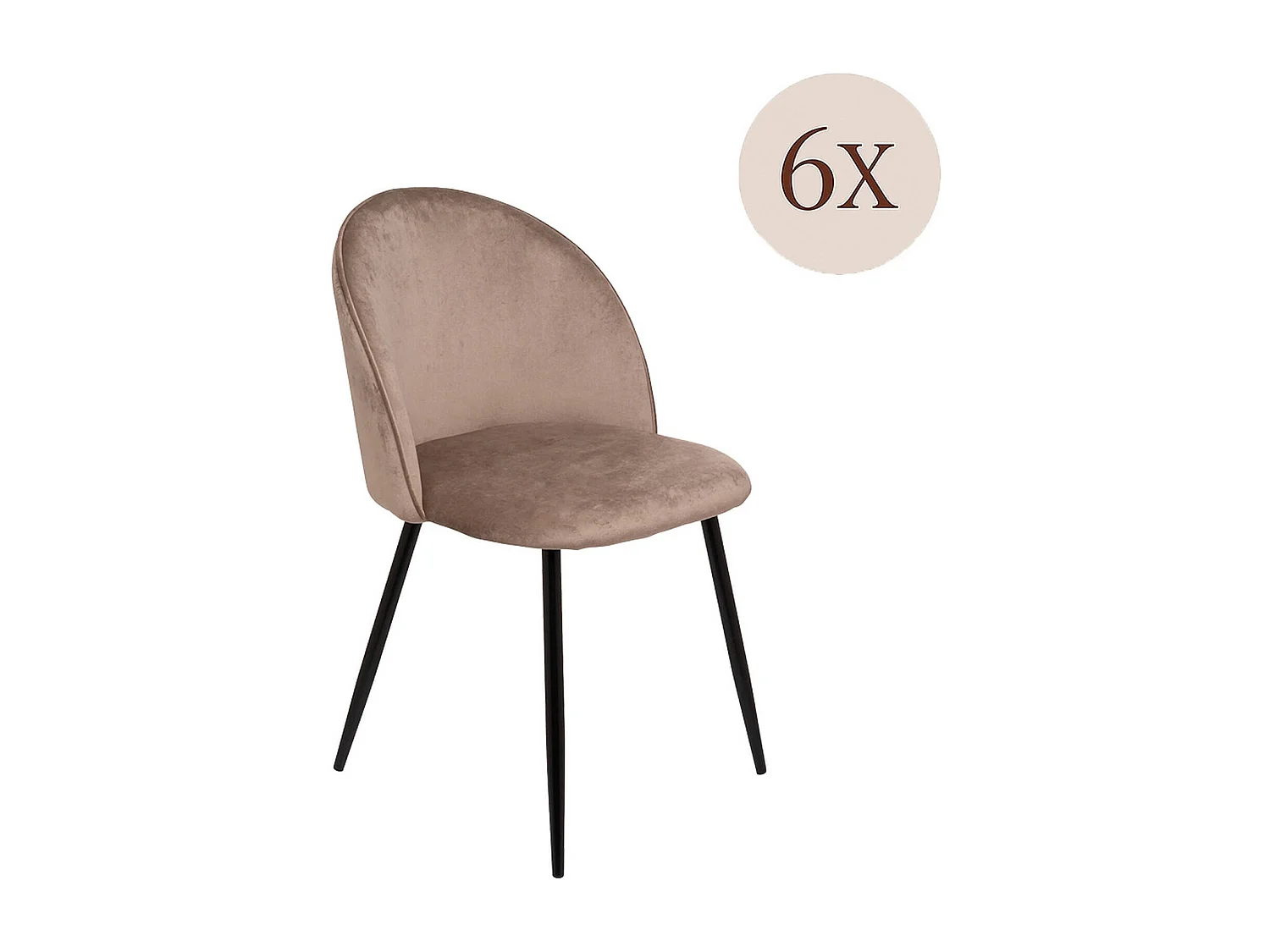 Ensemble de 6 chaises Dabruzzes, Fauteuil recouvert de velours, Chaise de salle à manger rembourrée, Siège de réunion, 51x54h82 cm, Gris