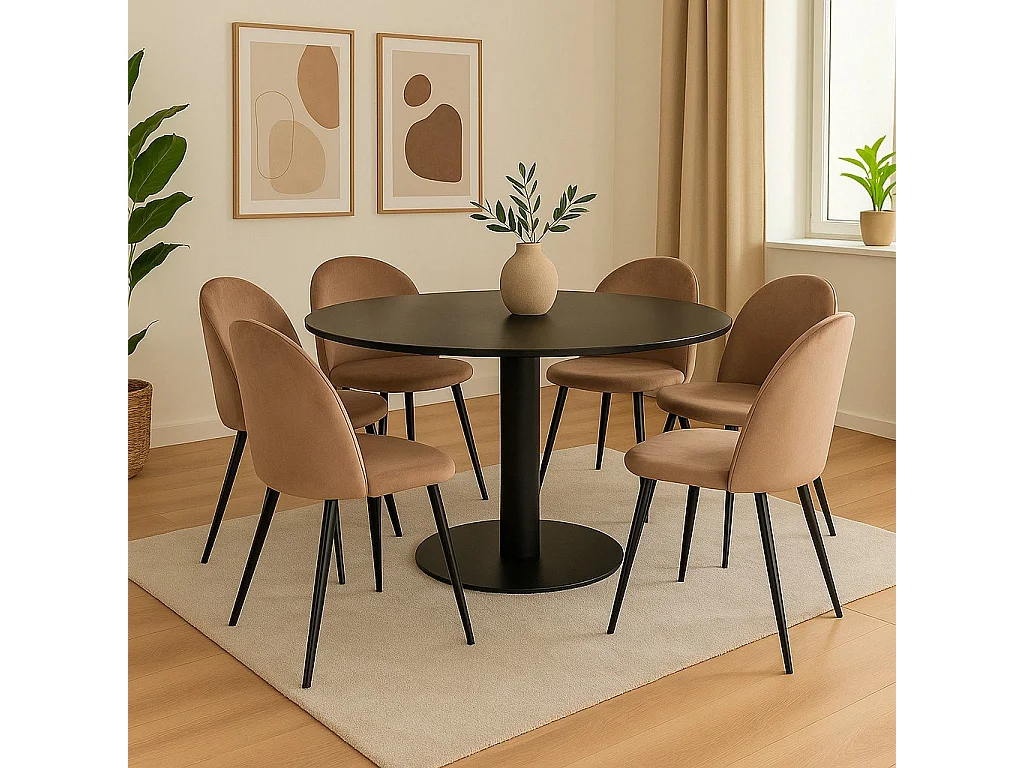 Ensemble de 6 chaises Dabruzzes, Fauteuil recouvert de velours, Chaise de salle à manger rembourrée, Siège de réunion, 51x54h82 cm, Gris