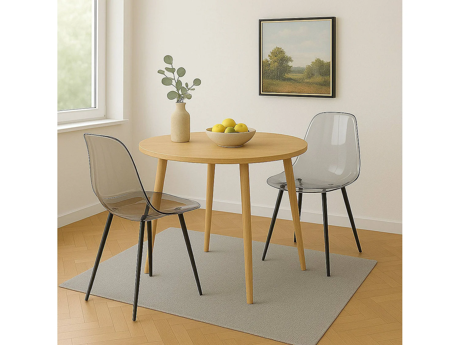 Ensemble de 2 chaises Dabdalhad, fauteuil PET, Chaise de salle à manger ergonomique, Siège de réunion, 53x46h81 cm, Fumée