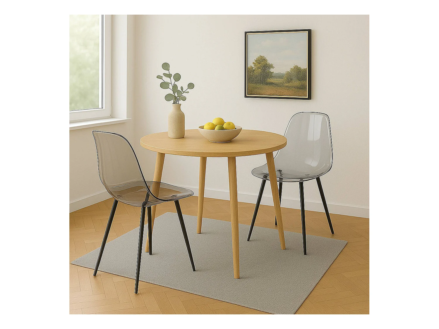 Ensemble de 2 chaises Dabdalhad, fauteuil PET, Chaise de salle à manger ergonomique, Siège de réunion, 53x46h81 cm, Fumée