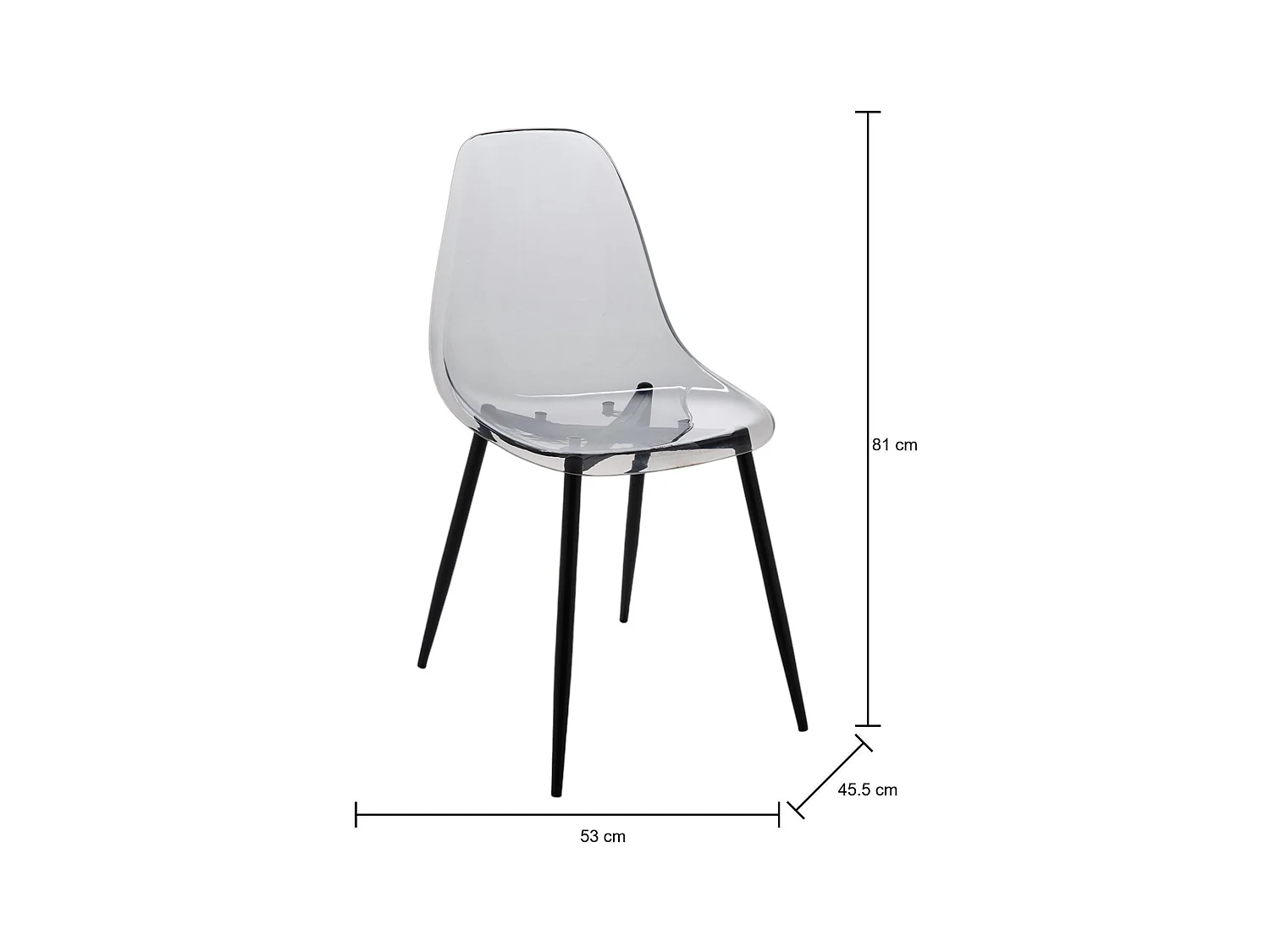 Ensemble de 2 chaises Dabdalhad, fauteuil PET, Chaise de salle à manger ergonomique, Siège de réunion, 53x46h81 cm, Fumée
