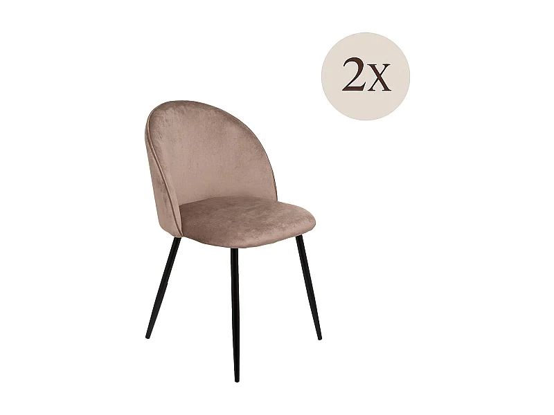 Ensemble de 2 chaises Dabruzzes, Fauteuil recouvert de velours, Chaise de salle à manger rembourrée, Siège de réunion, 51x54h82 cm, Gris