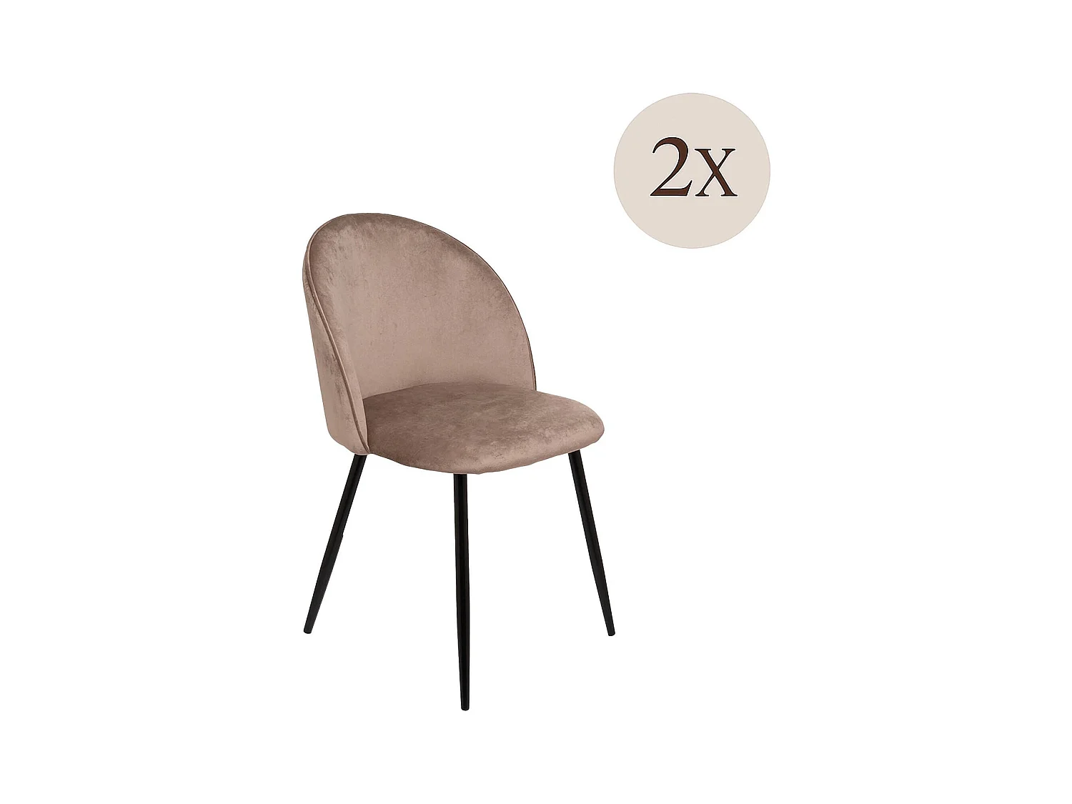 Ensemble de 2 chaises Dabruzzes, Fauteuil recouvert de velours, Chaise de salle à manger rembourrée, Siège de réunion, 51x54h82 cm, Gris