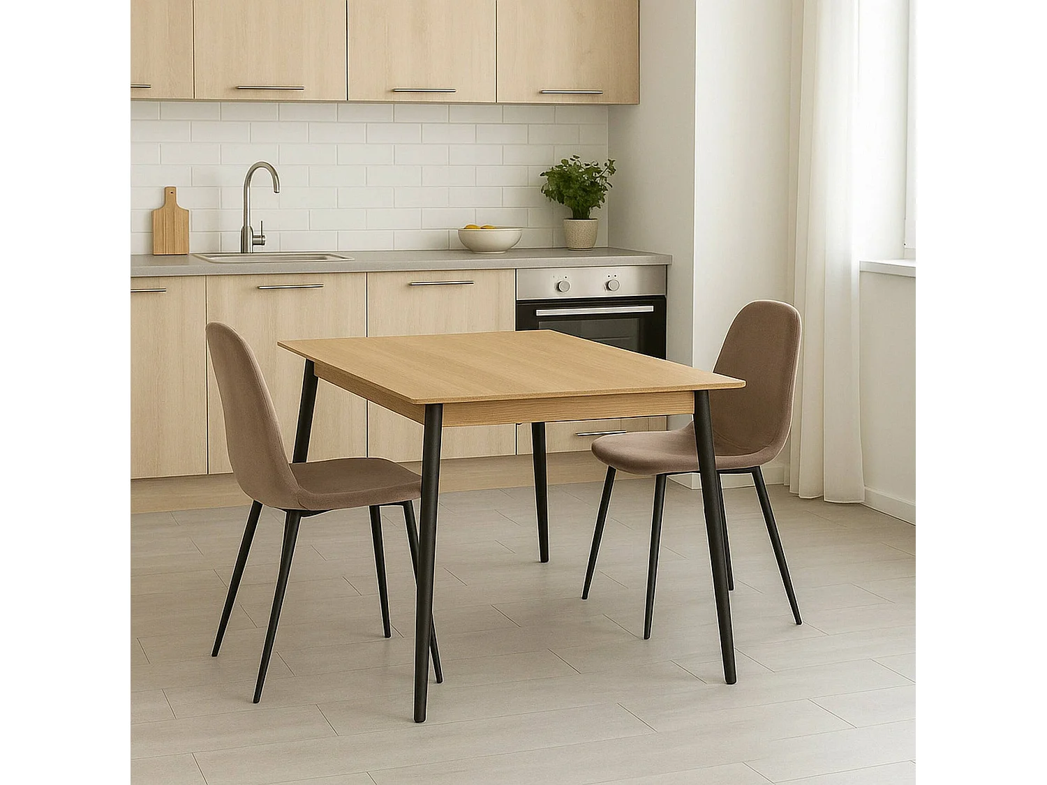 Ensemble de 2 chaises Dacampor, Fauteuil recouvert de velours, Chaise de salle à manger rembourrée, Siège de réunion, 45x56h87 cm, Gris